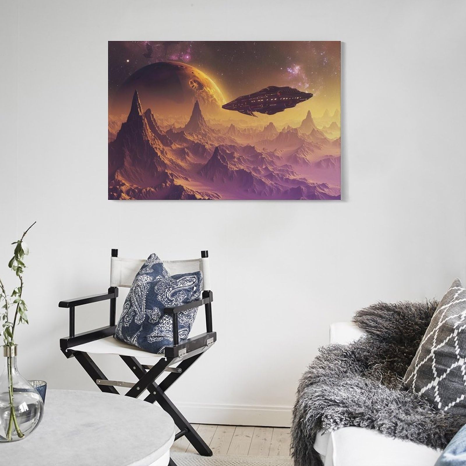 Amazon.co.jp: 絵画 宇宙船星間飛行インテリア 絵画 SFイラストアート
